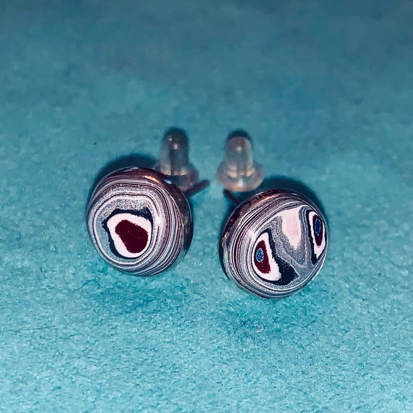Fordite + Sterling earrings Detroit made.